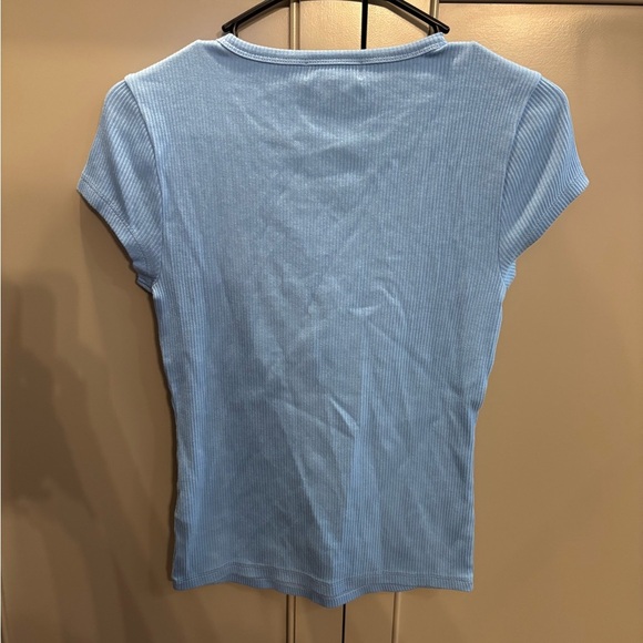 NWT J. Crew Sky Blue Ribbed Short Sleeve Tee - Picture 4 of 4